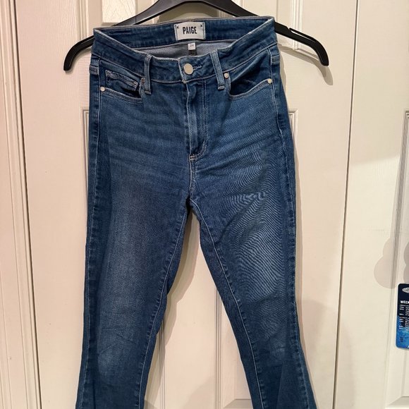 PAIGE - Hoxton High Waist Distressed Hem Ankle Skinny Jeans - Picture 5 of 15